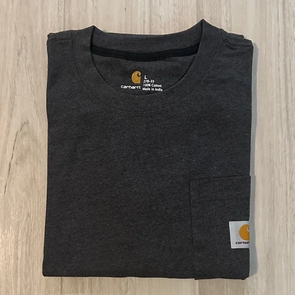 Men’s Carhartt Heathered Charcoal Cotton Pocketed Short Sleeve Tee - Picture 10 of 10